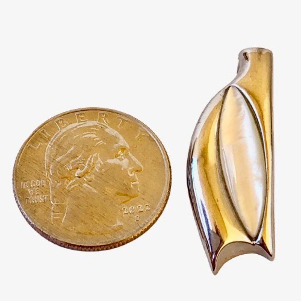 Sterling Silver 925 LUC Lucas Lameth Signed Mother of Pear Pendant Modernist - Picture 10 of 11
